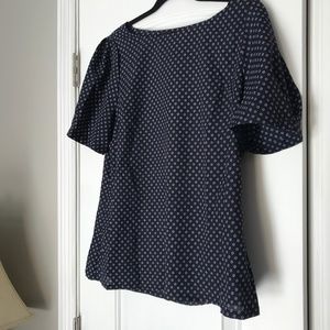 Banana Republic Navy Blue Flower Polka Dot Top